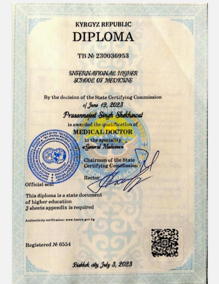 Doctor's certificate