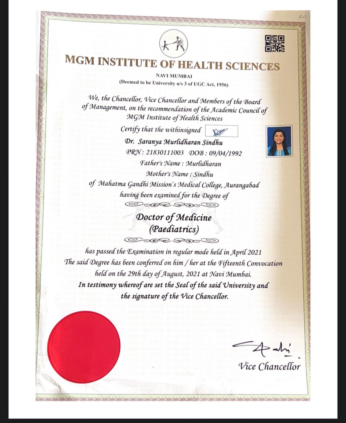 Doctor's certificate