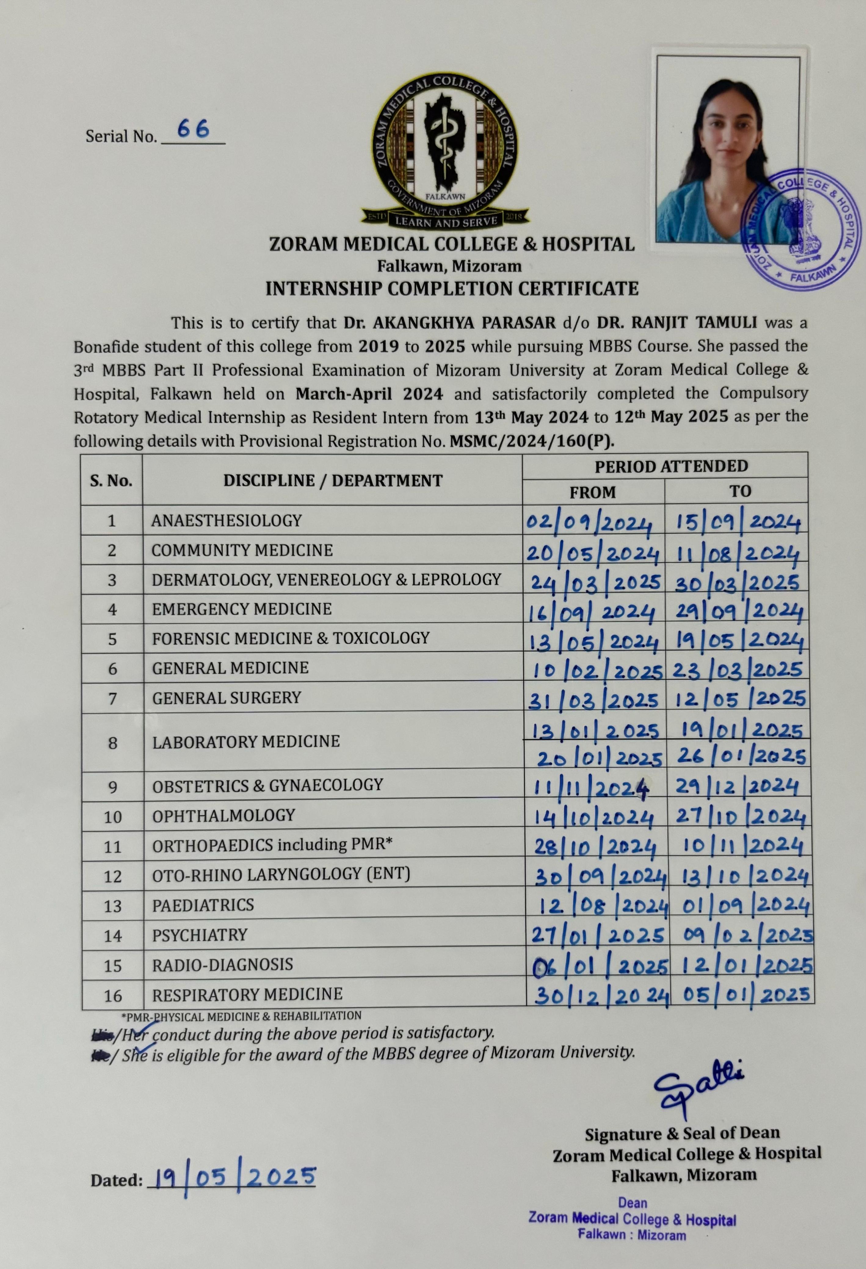 Doctor's certificate