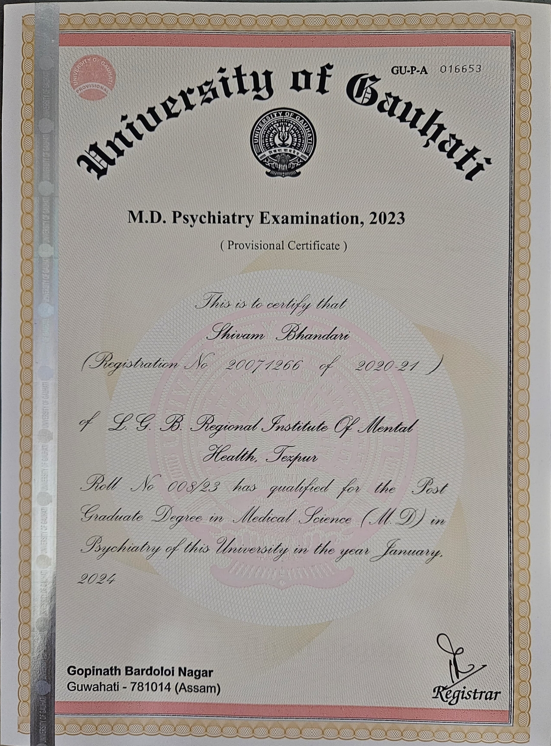 Doctor's certificate