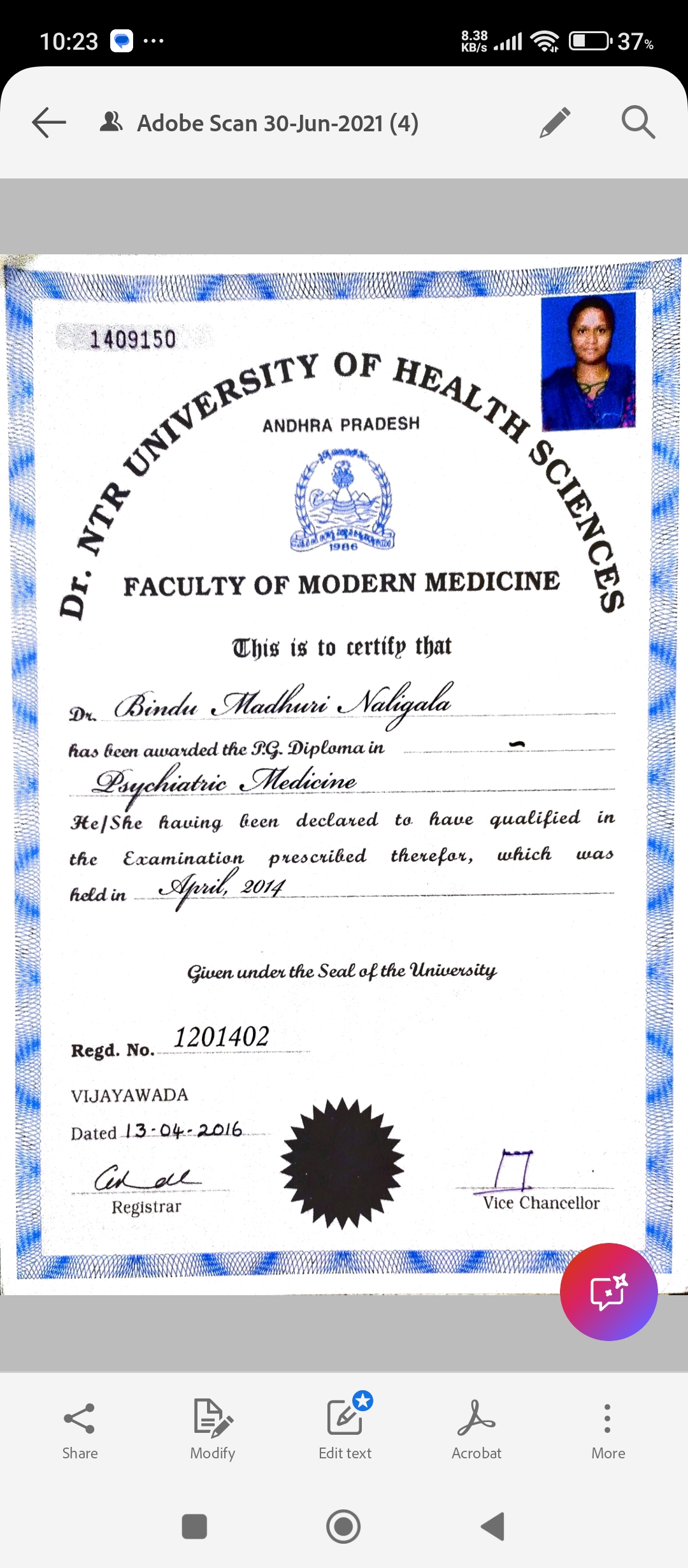 Doctor's certificate
