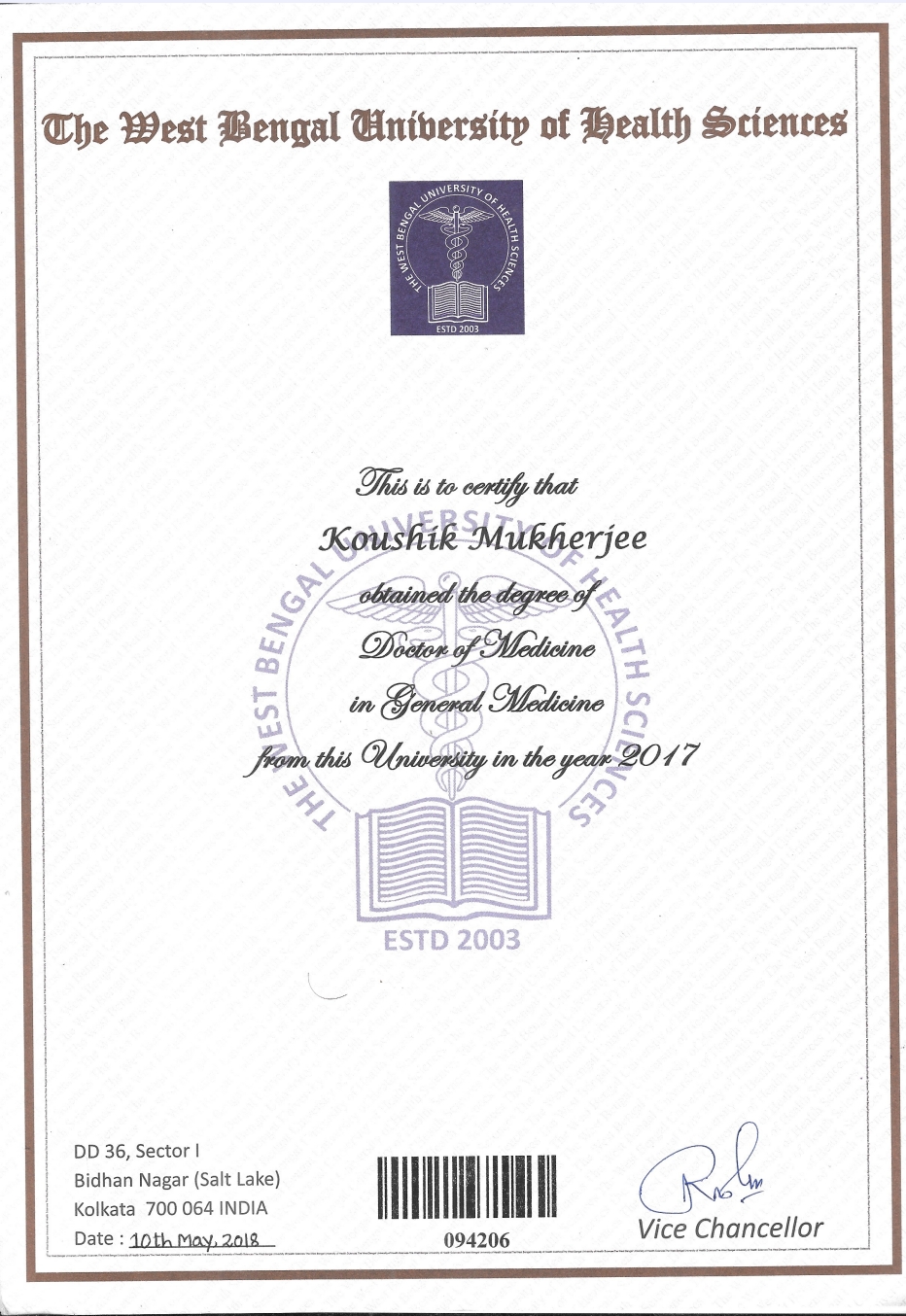 Doctor's certificate