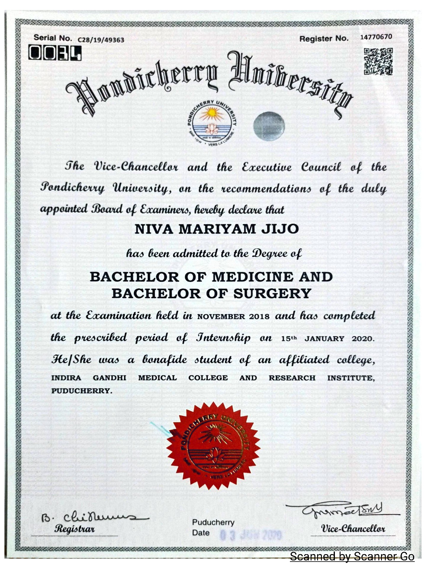 Doctor's certificate