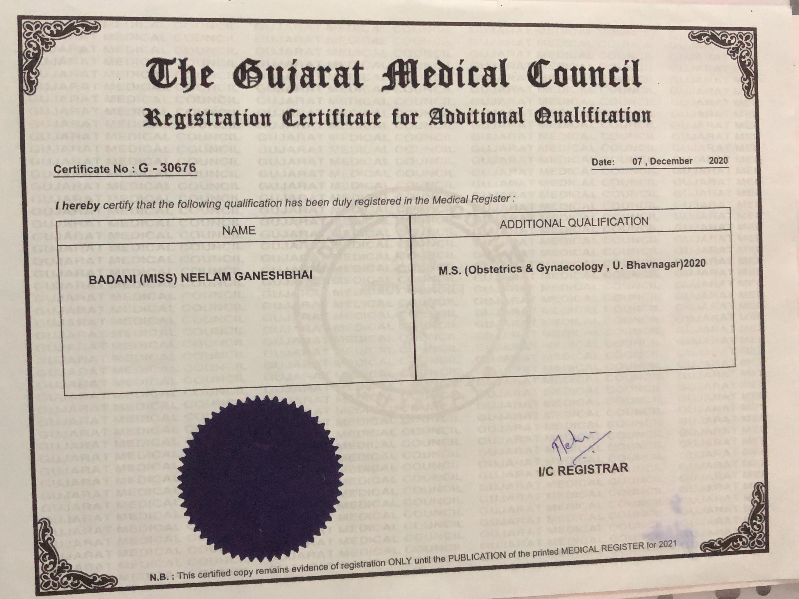 Doctor's certificate