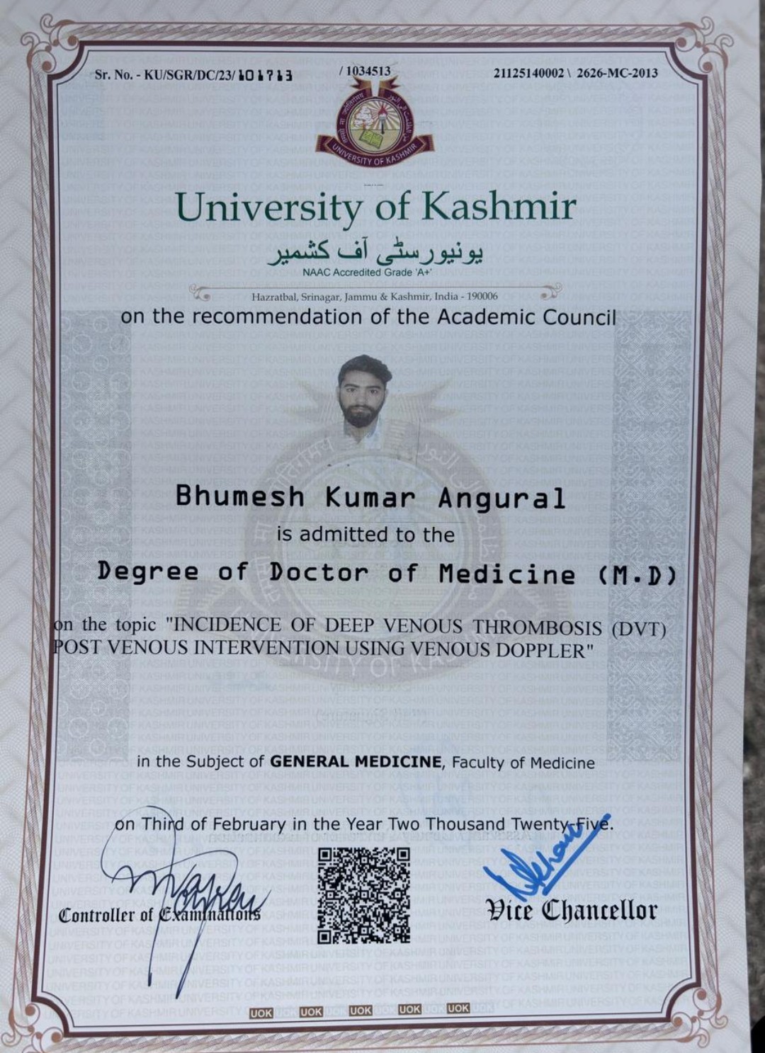 Doctor's certificate