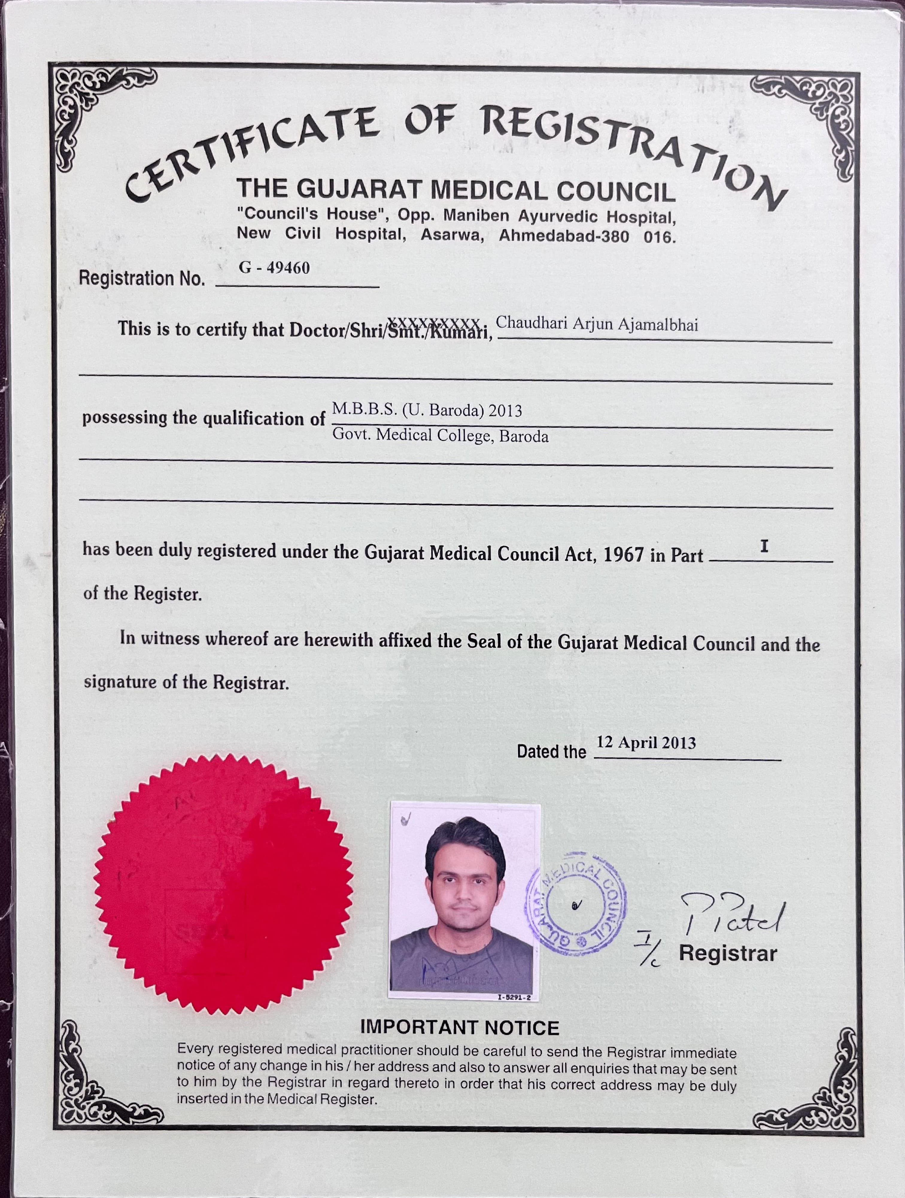 Doctor's certificate