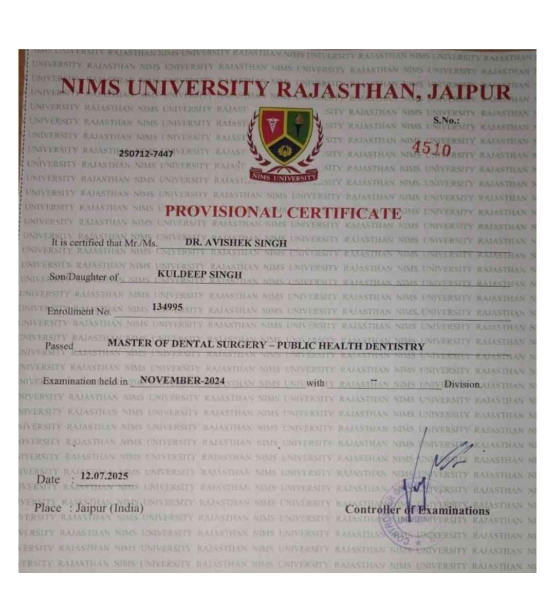 Doctor's certificate