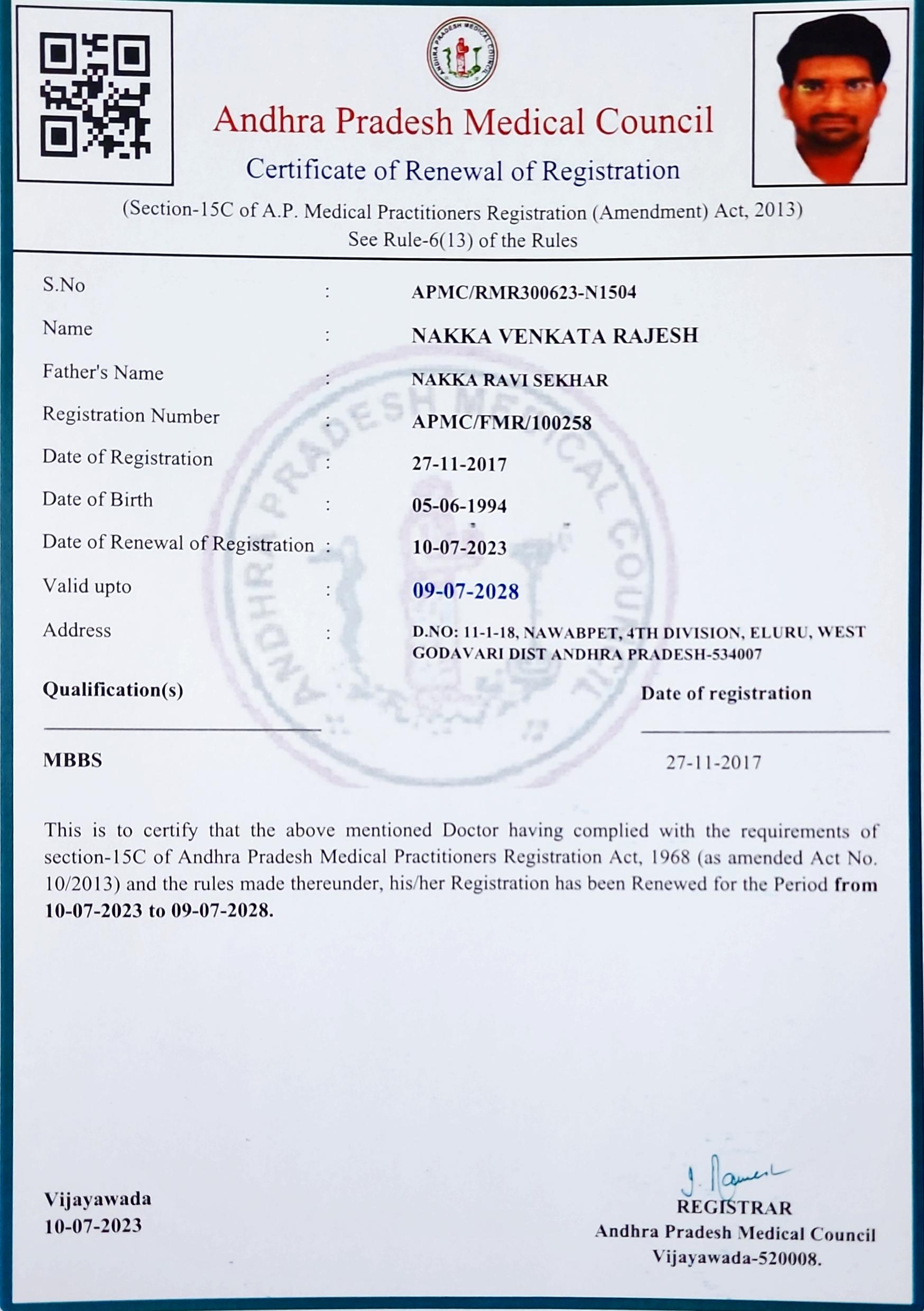 Doctor's certificate