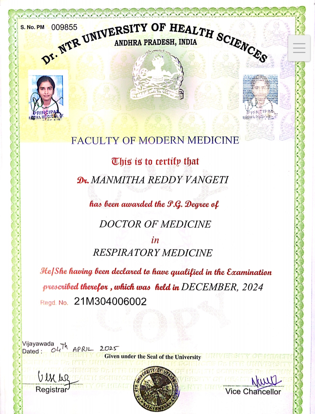 Doctor's certificate