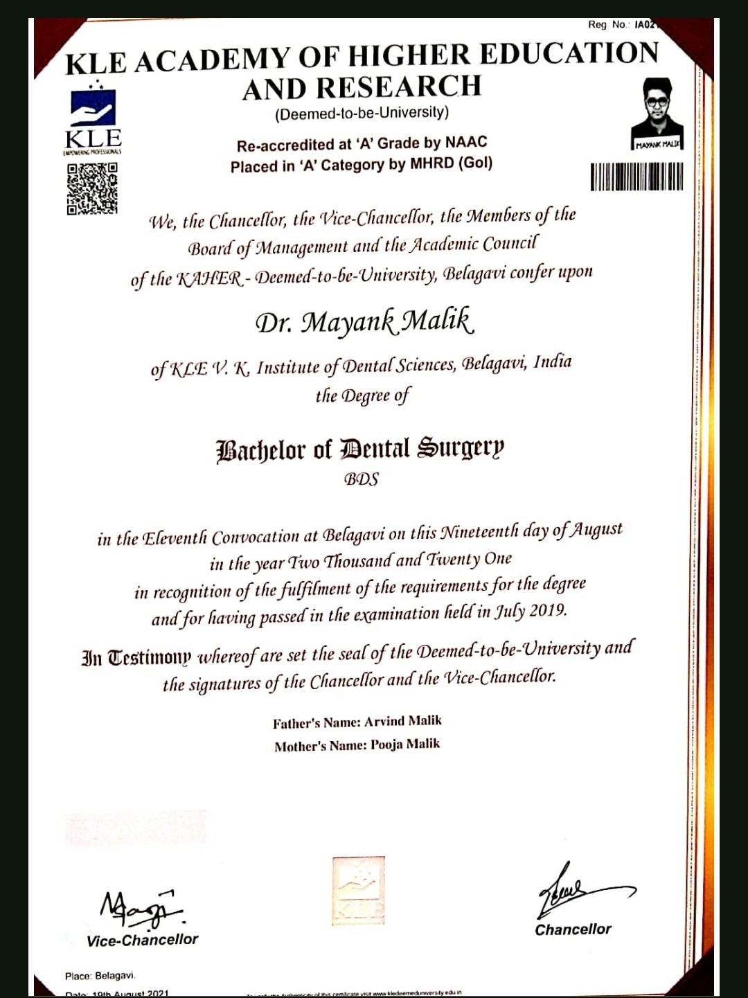 Doctor's certificate