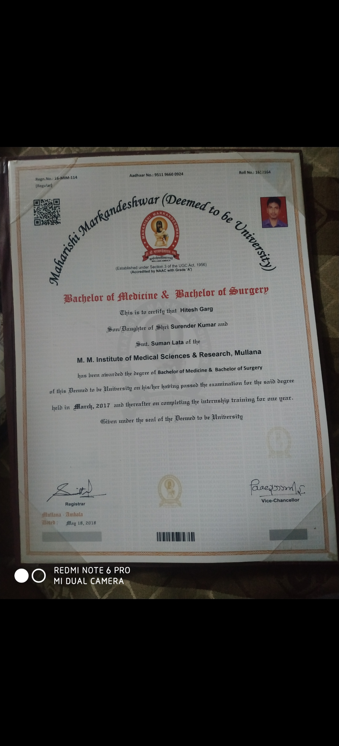 Doctor's certificate