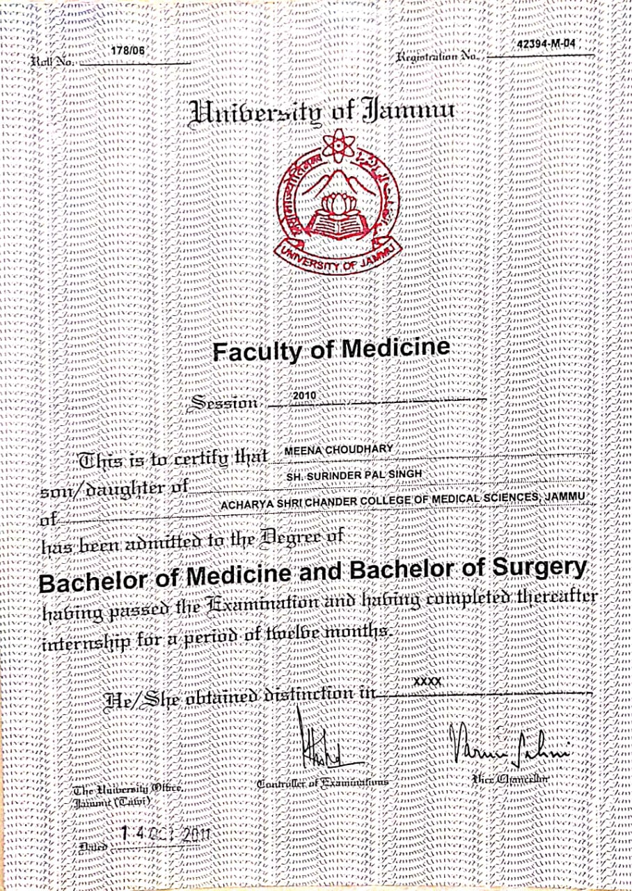 Doctor's certificate