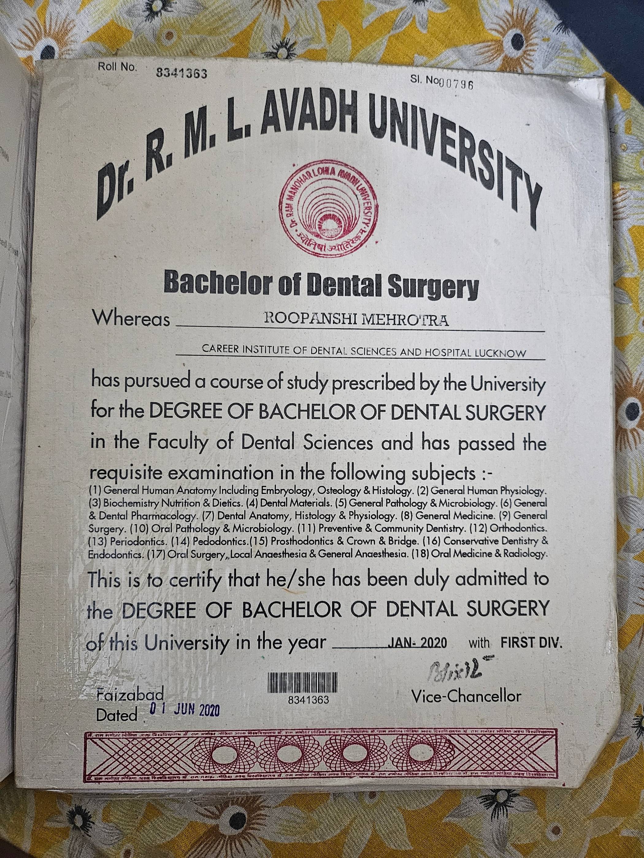Doctor's certificate