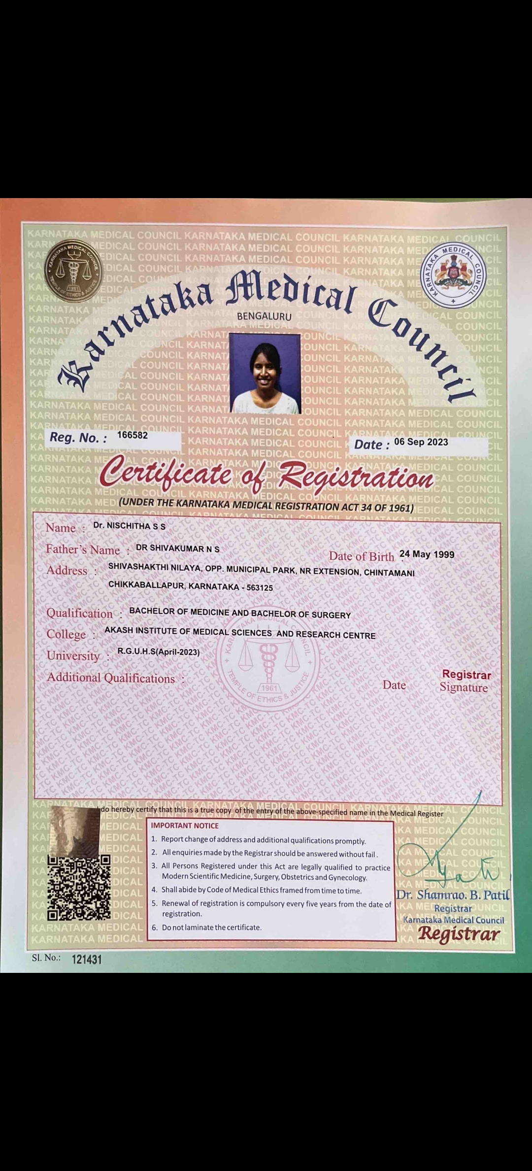 Doctor's certificate