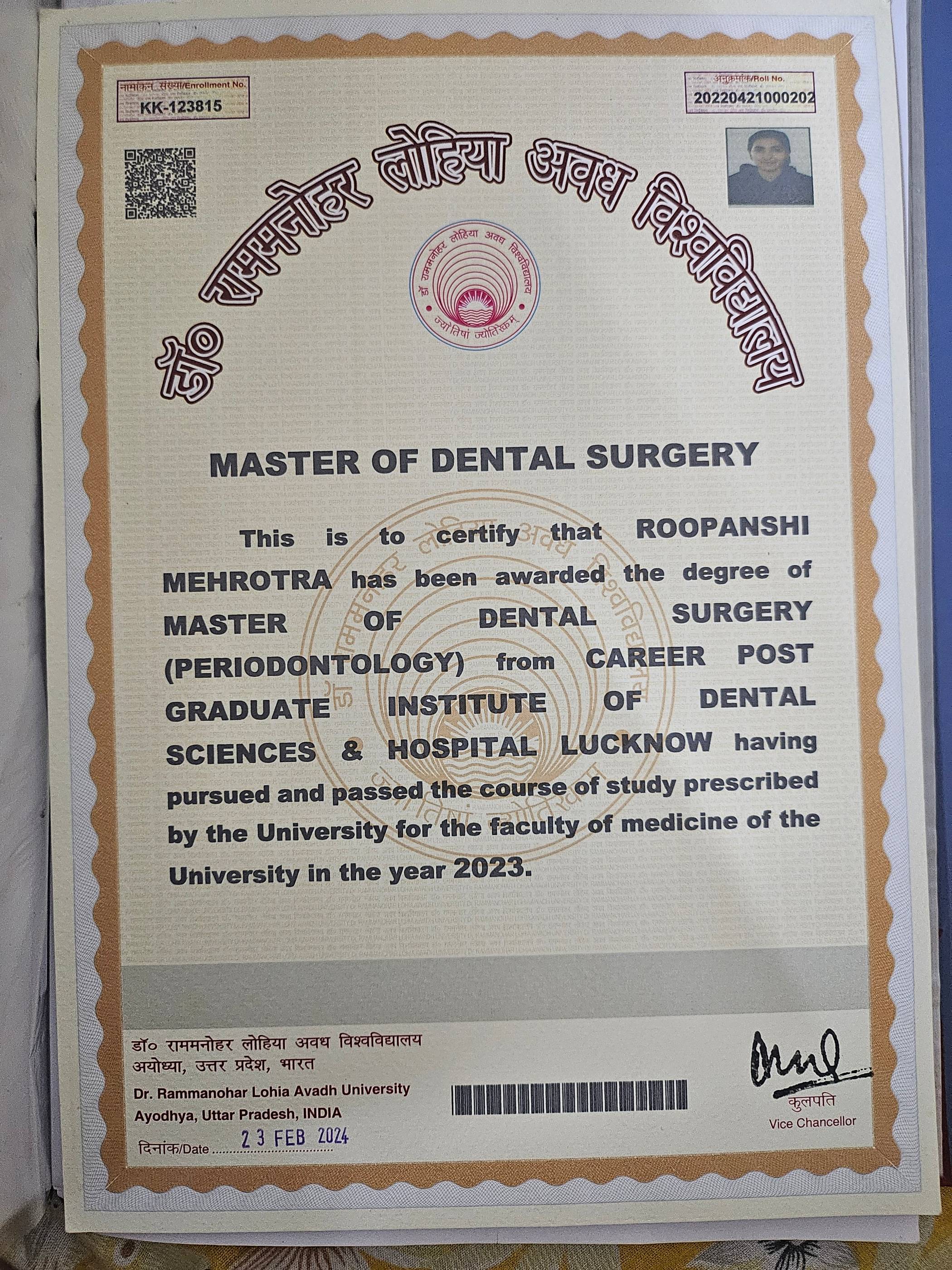 Doctor's certificate