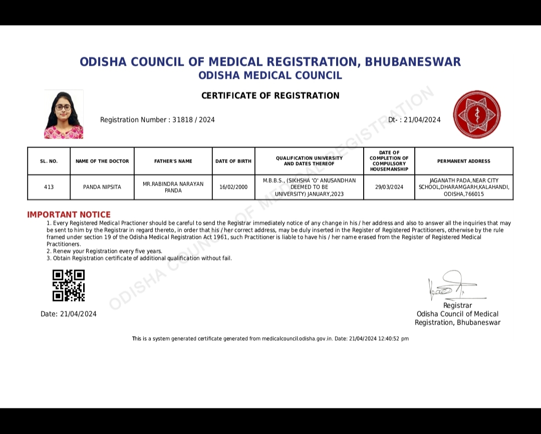 Doctor's certificate