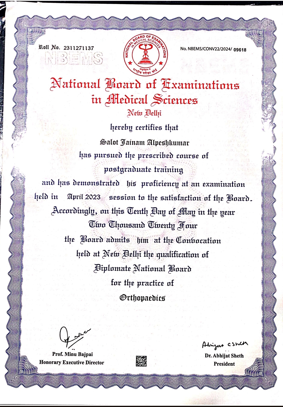 Doctor's certificate