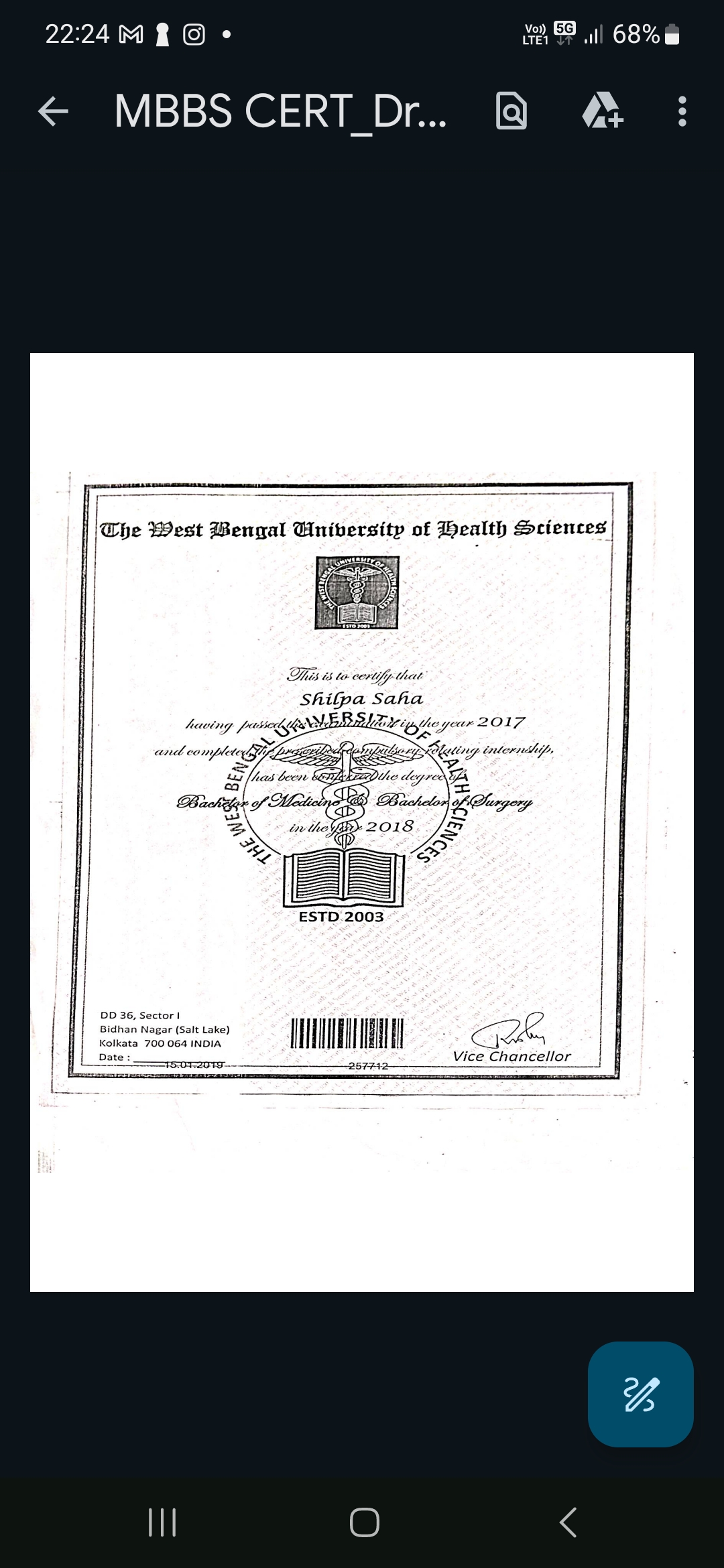 Doctor's certificate