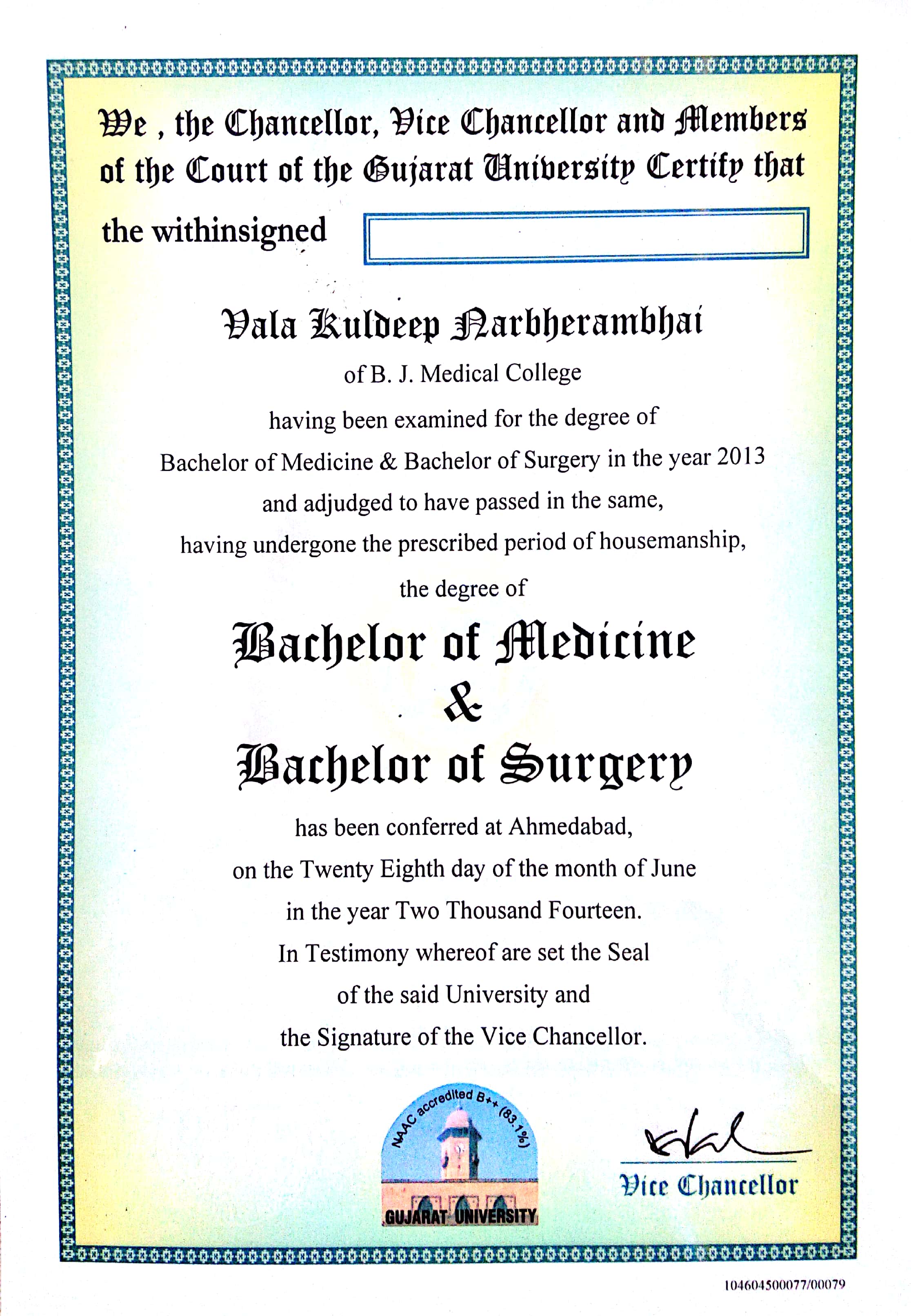Doctor's certificate
