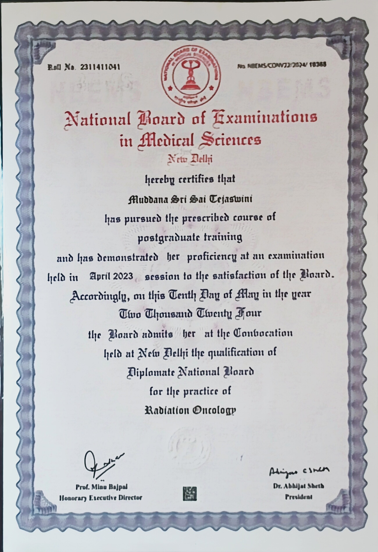 Doctor's certificate
