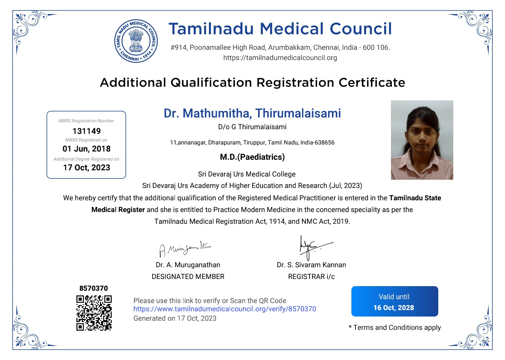 Doctor's certificate