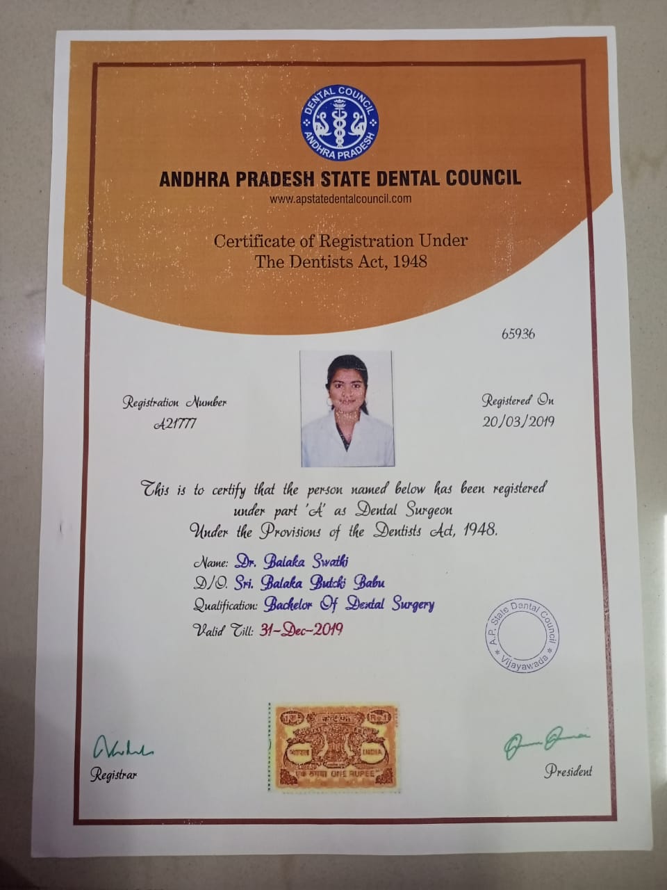 Doctor's certificate
