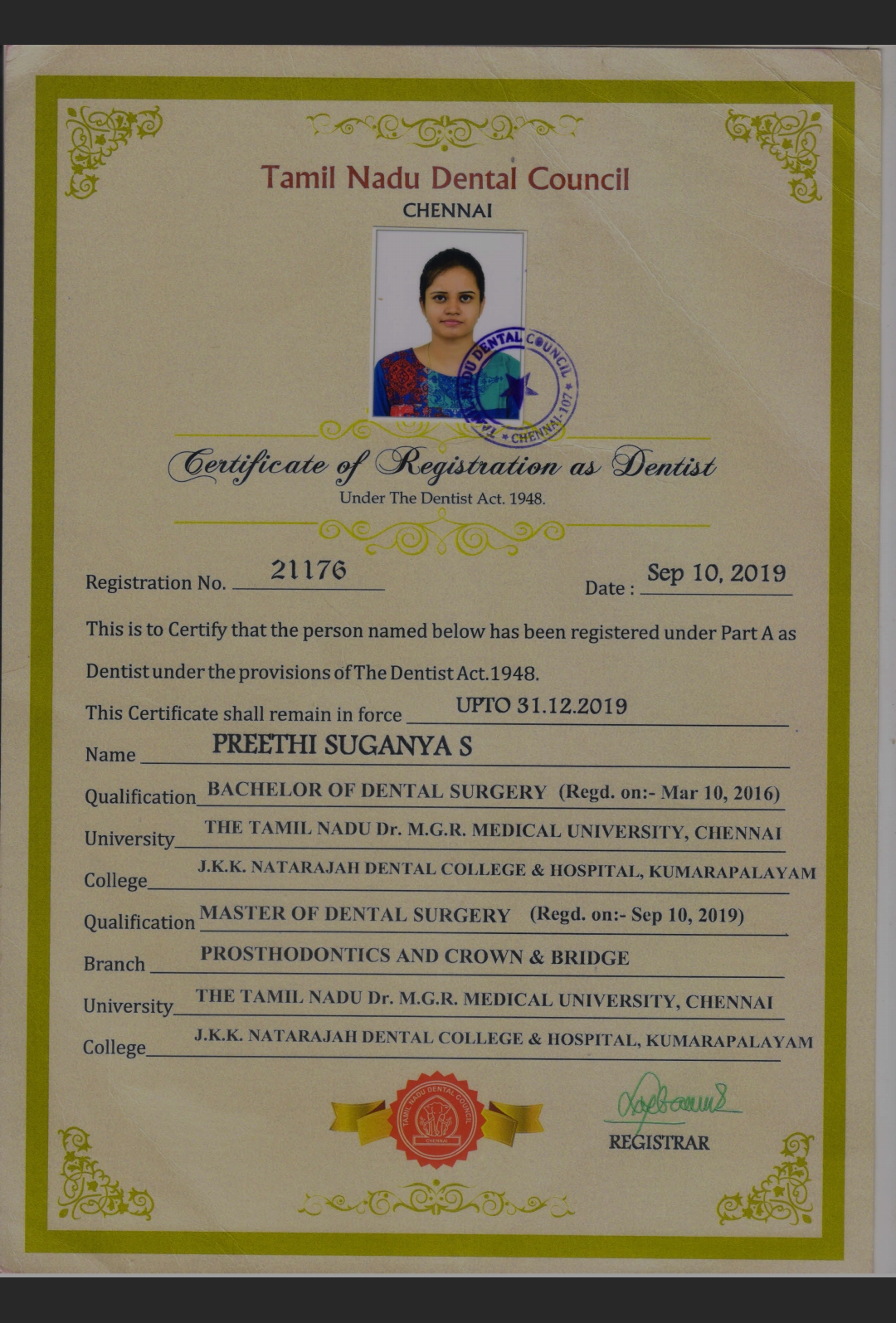 Doctor's certificate