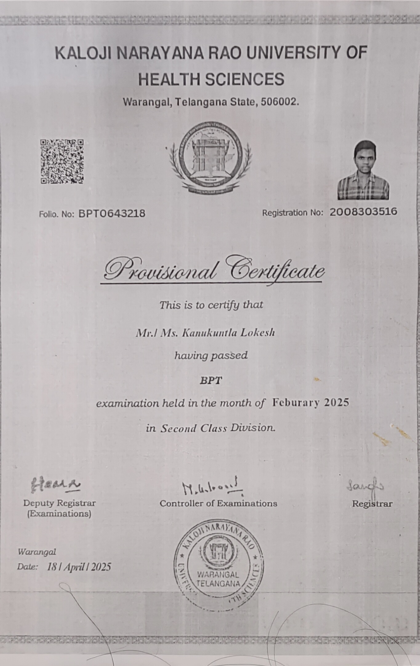 Doctor's certificate