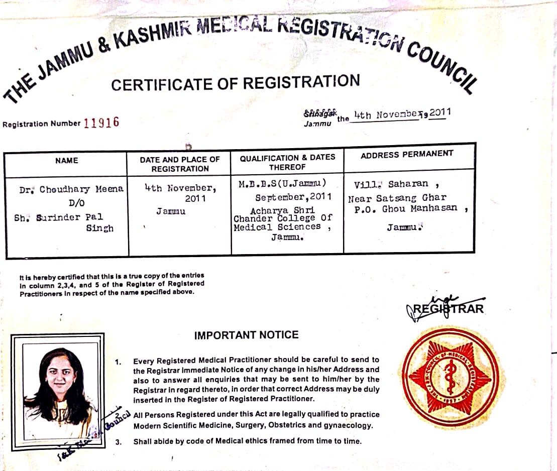 Doctor's certificate