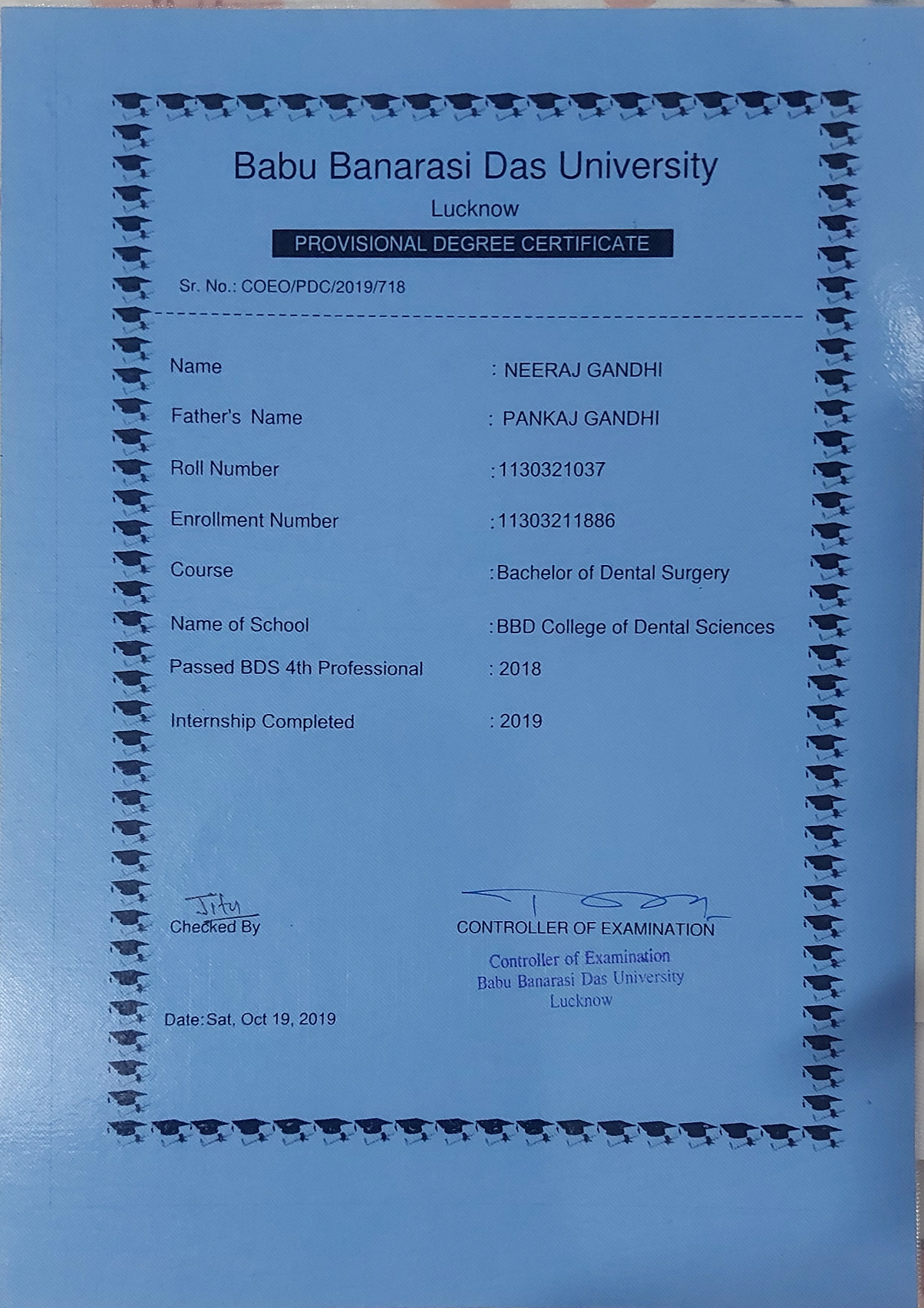 Doctor's certificate