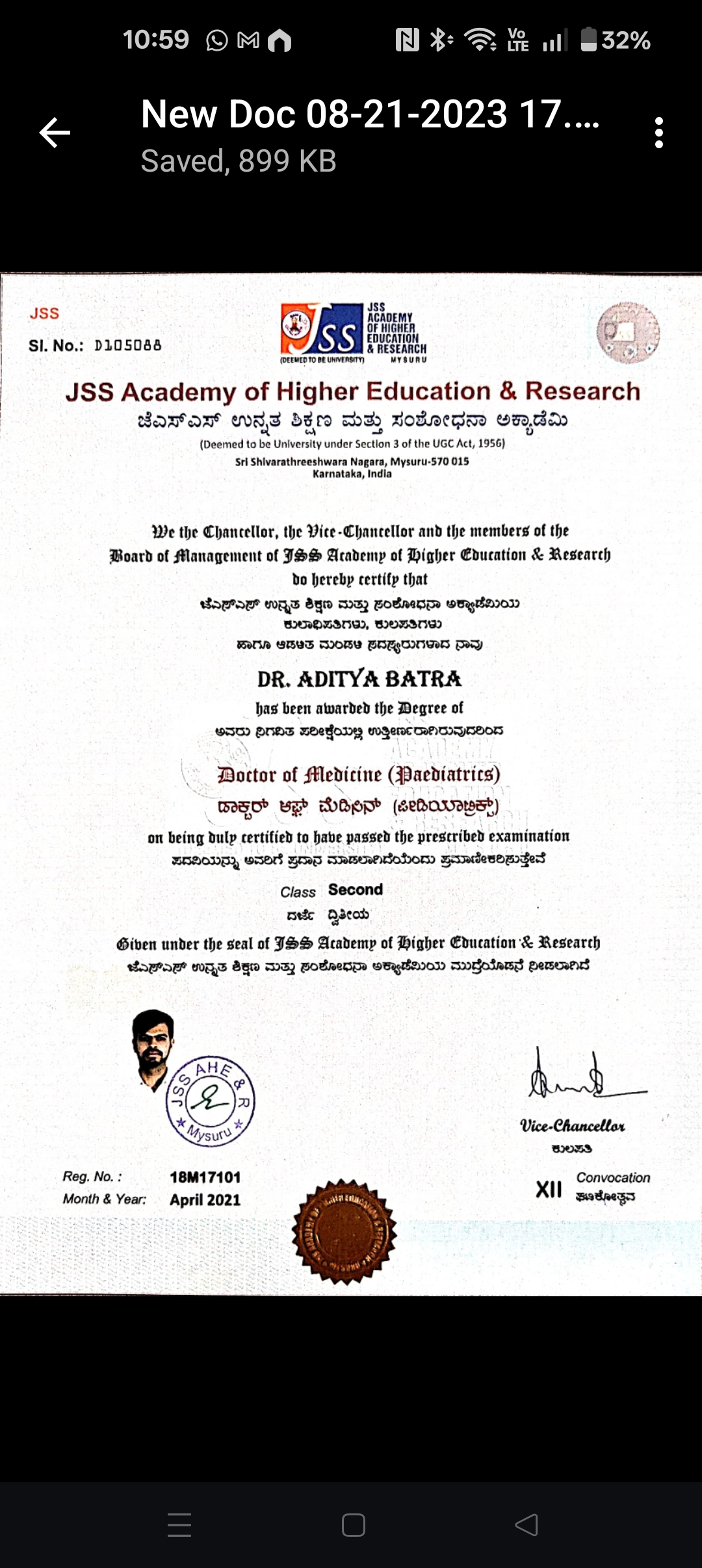 Doctor's certificate