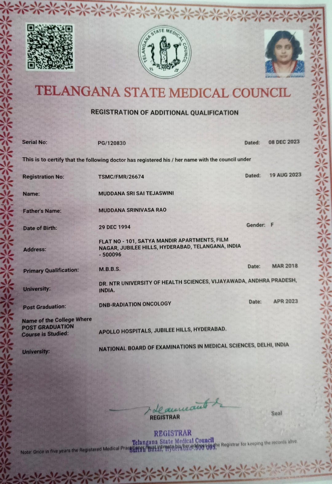 Doctor's certificate