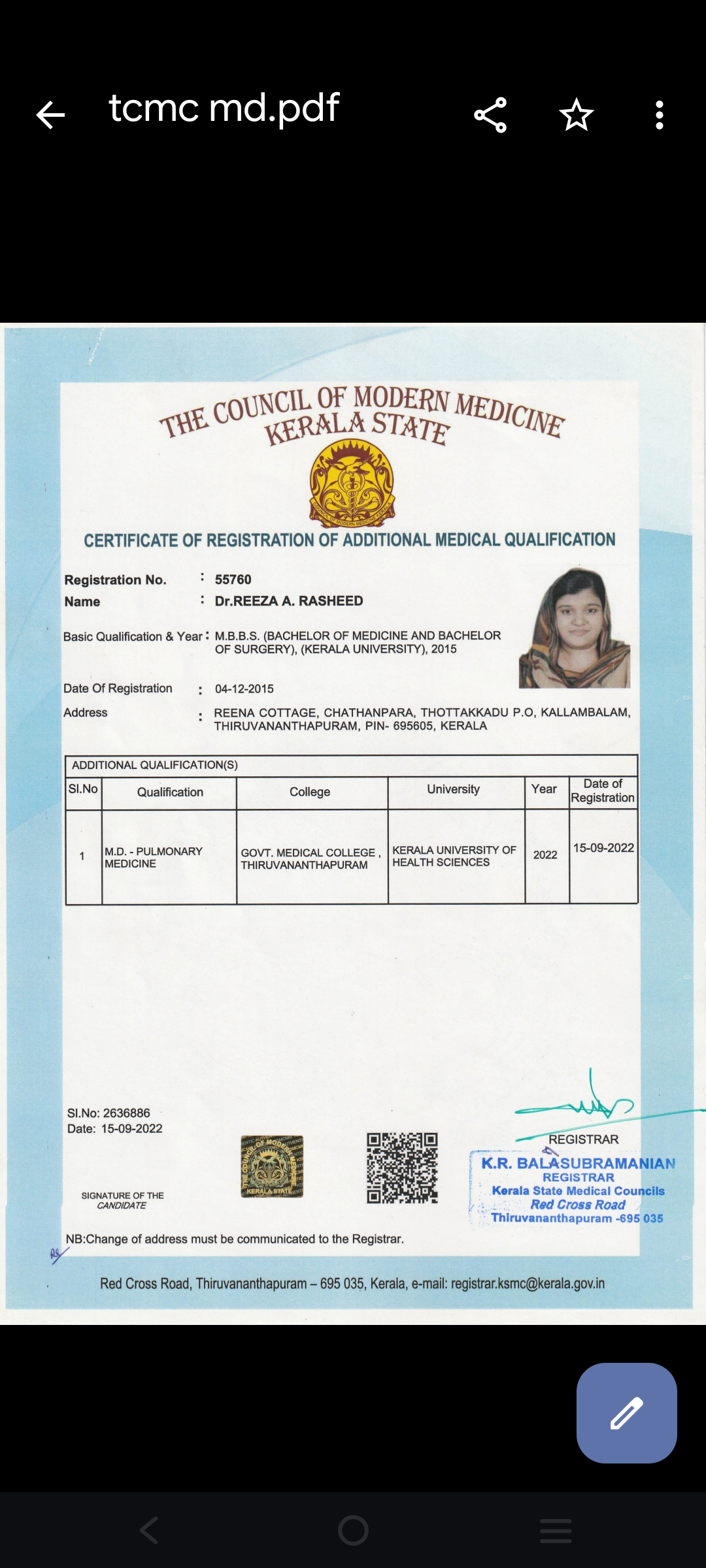 Doctor's certificate