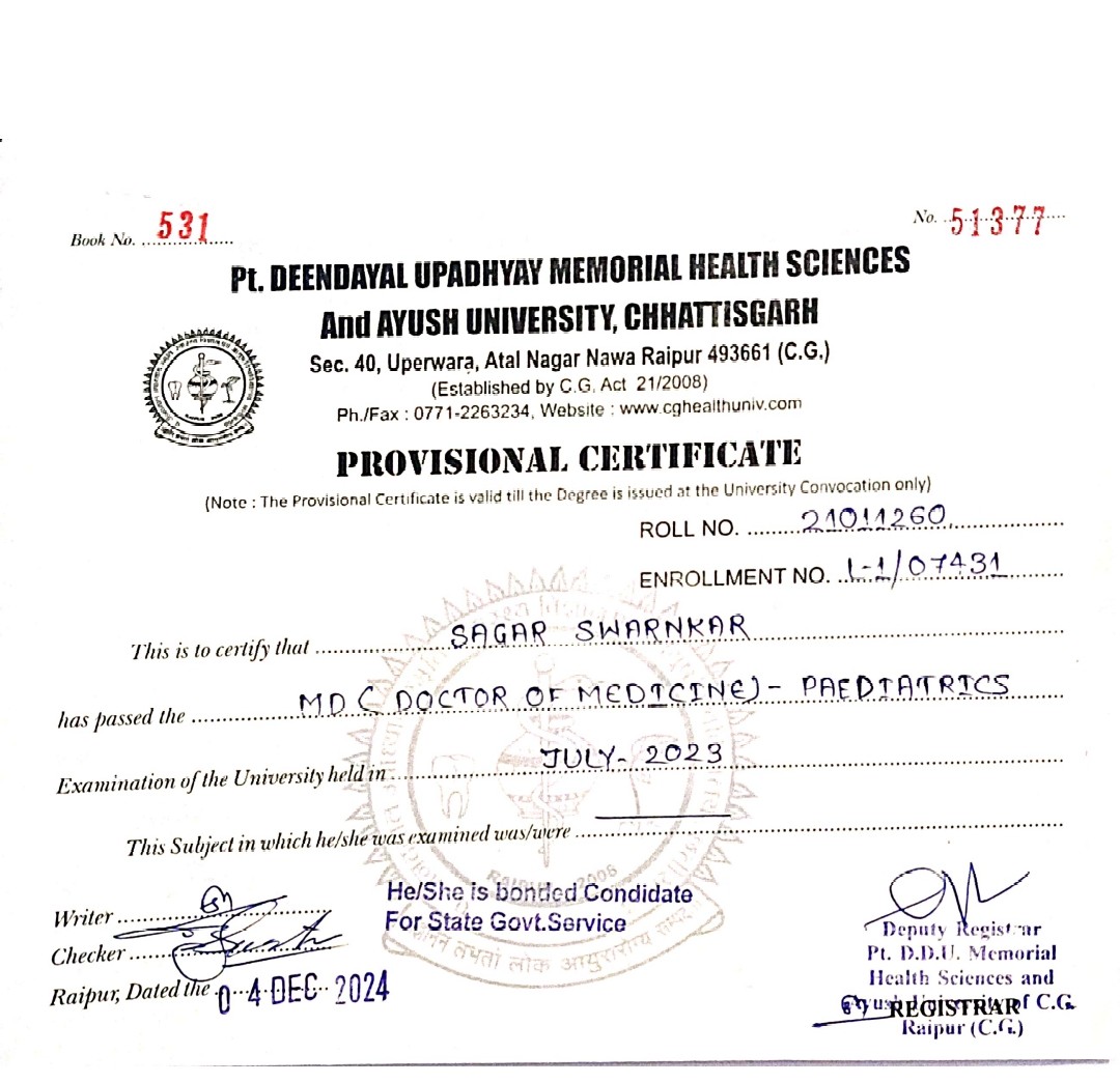 Doctor's certificate
