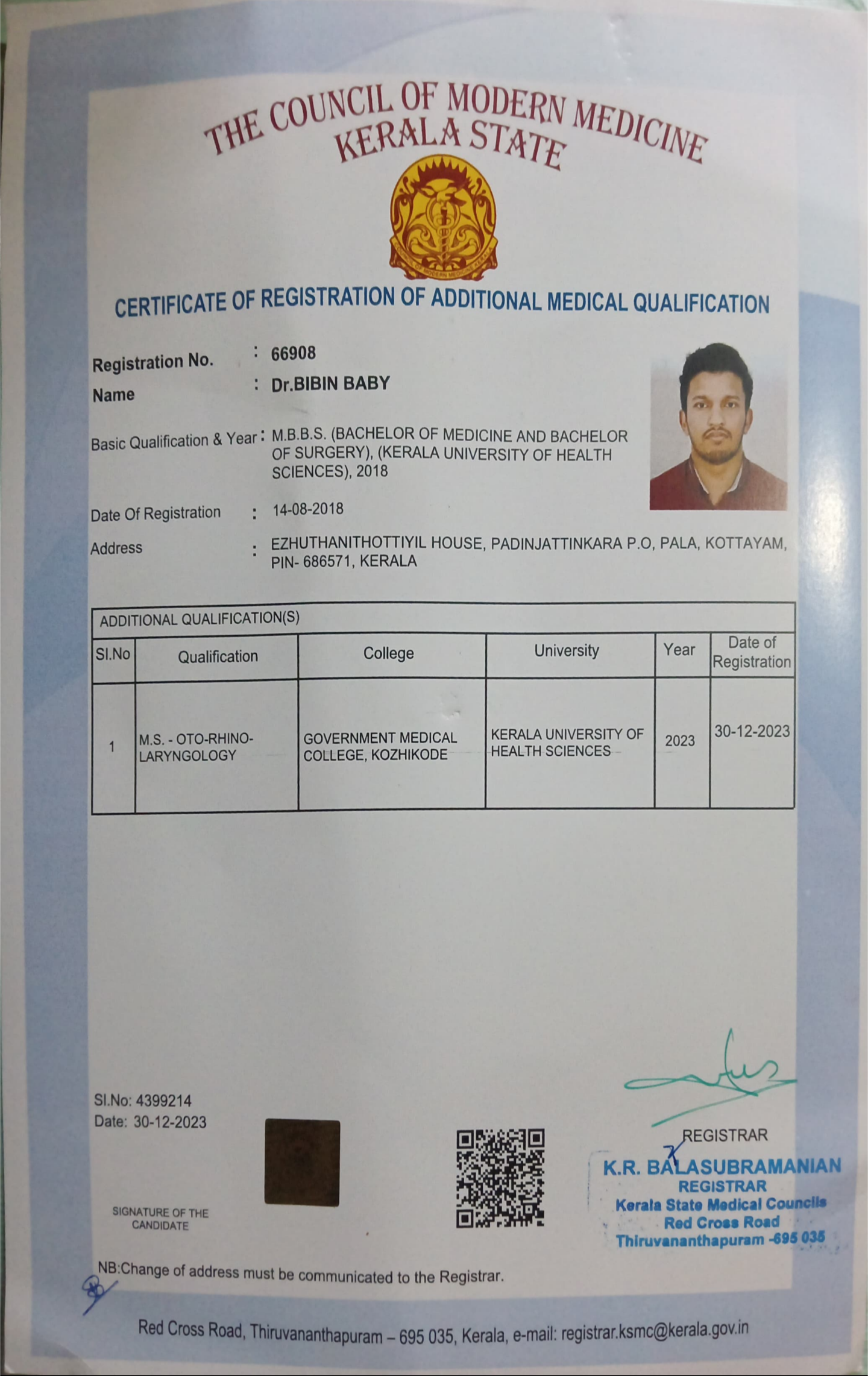 Doctor's certificate