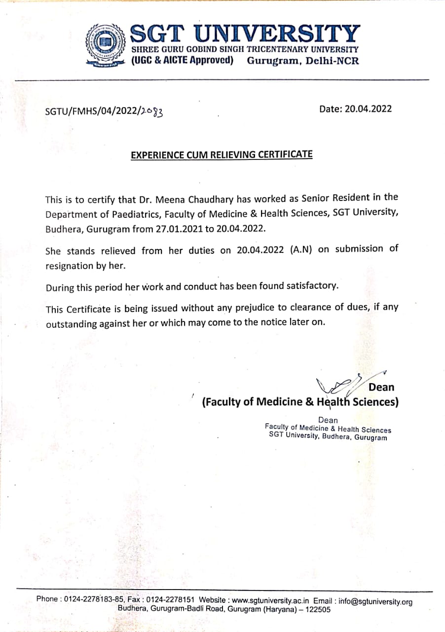 Doctor's certificate