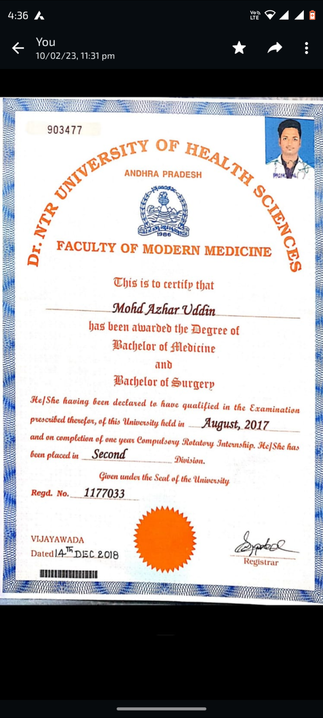 Doctor's certificate