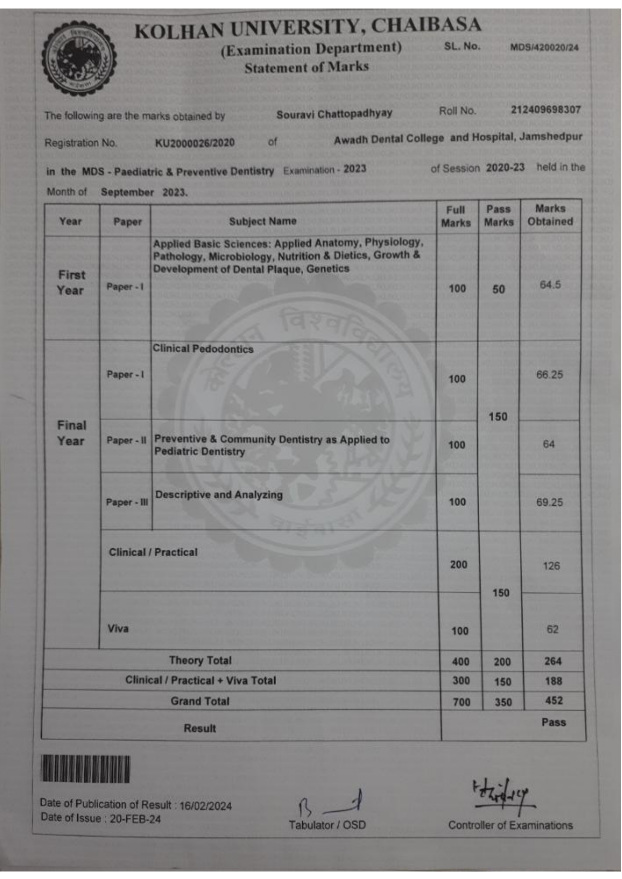 Doctor's certificate