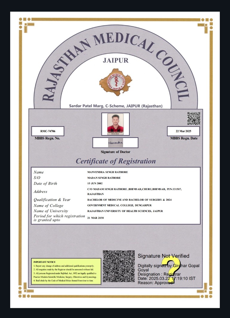 Doctor's certificate