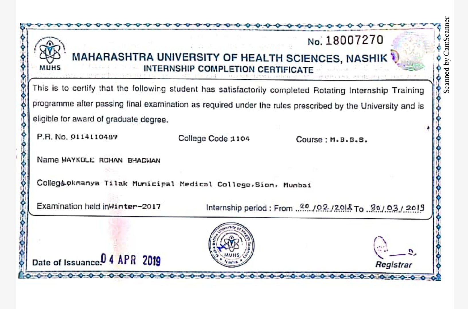 Doctor's certificate