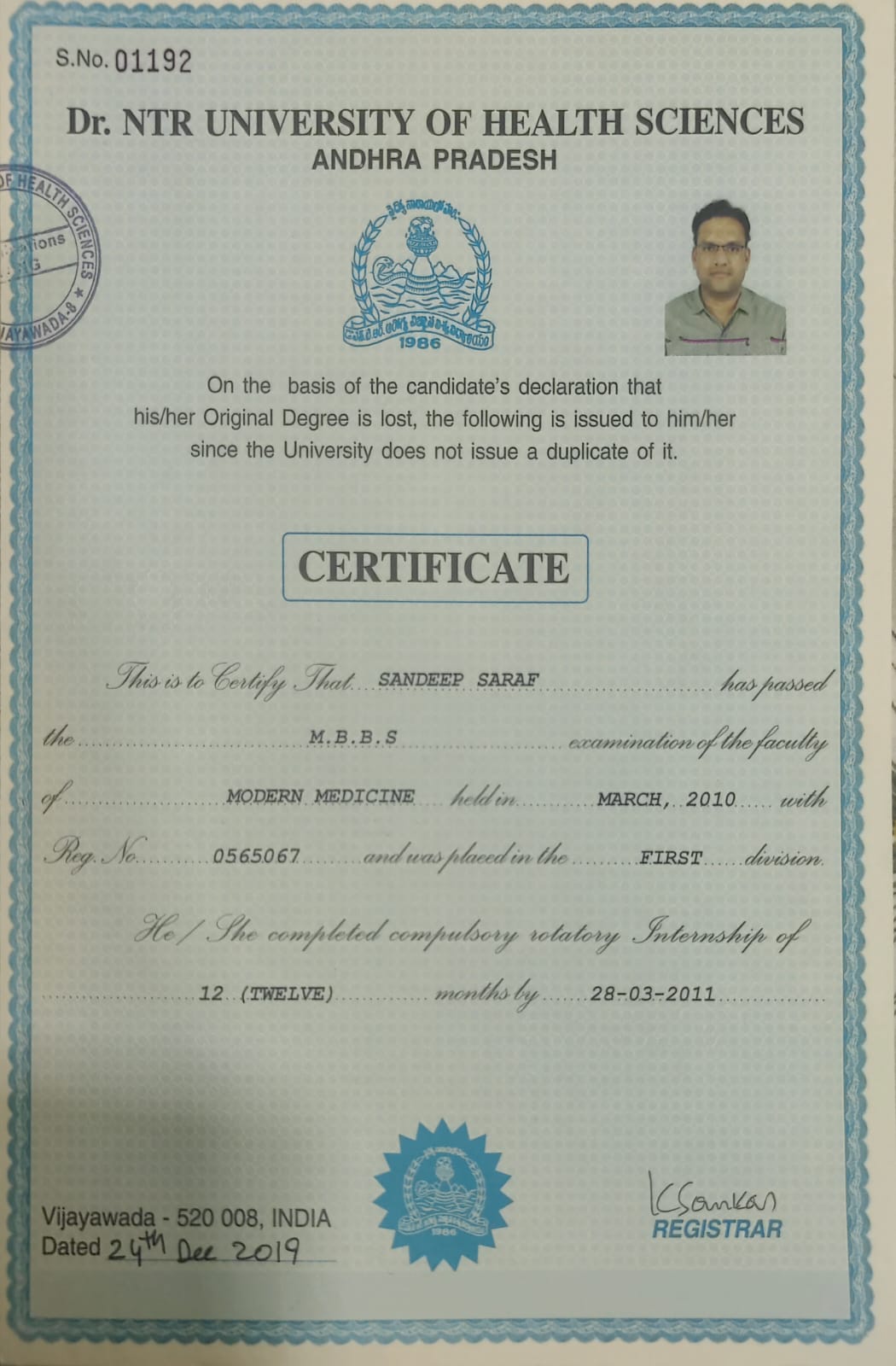 Doctor's certificate