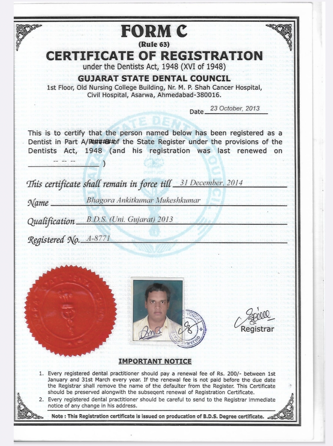Doctor's certificate