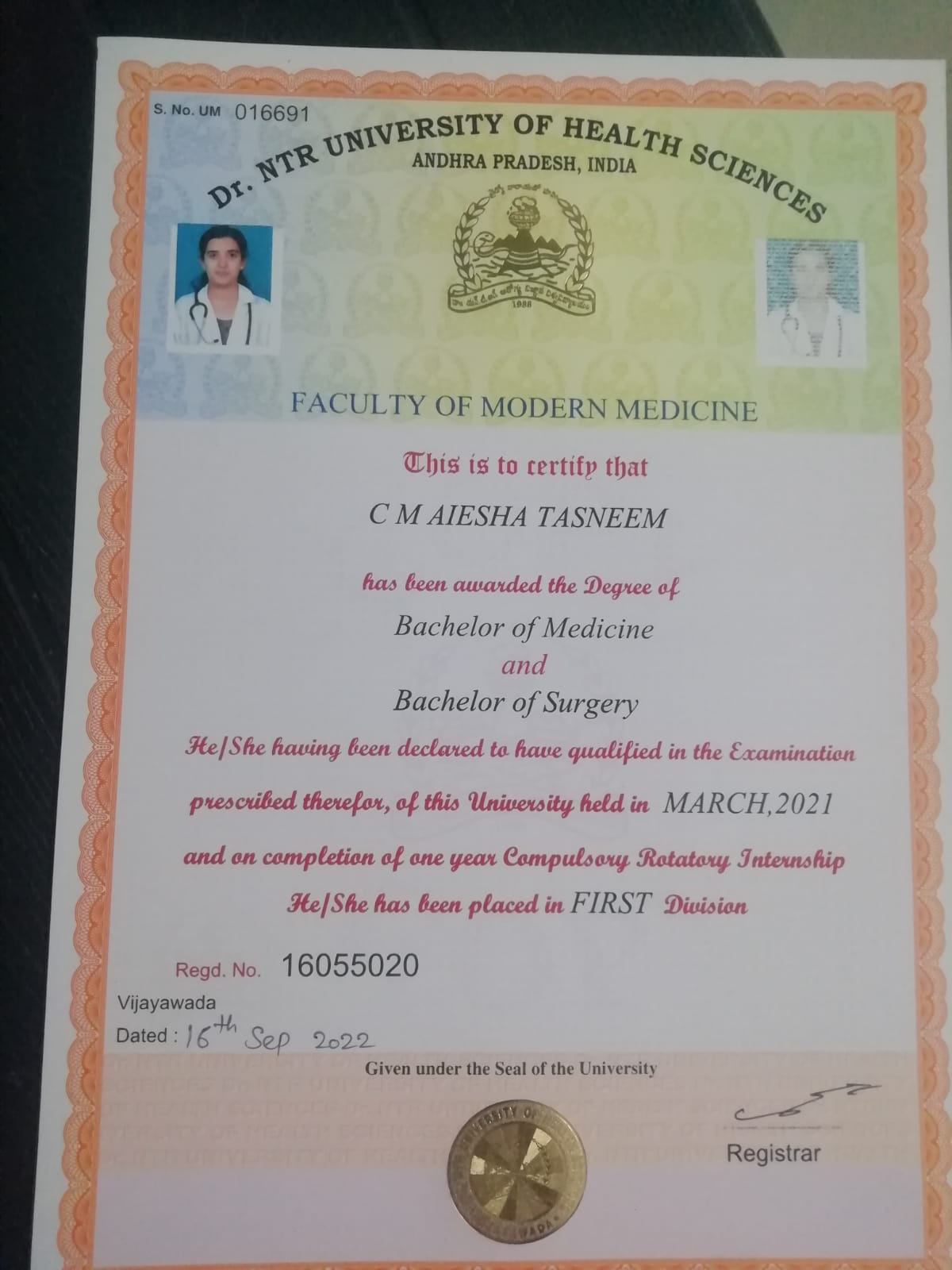 Doctor's certificate