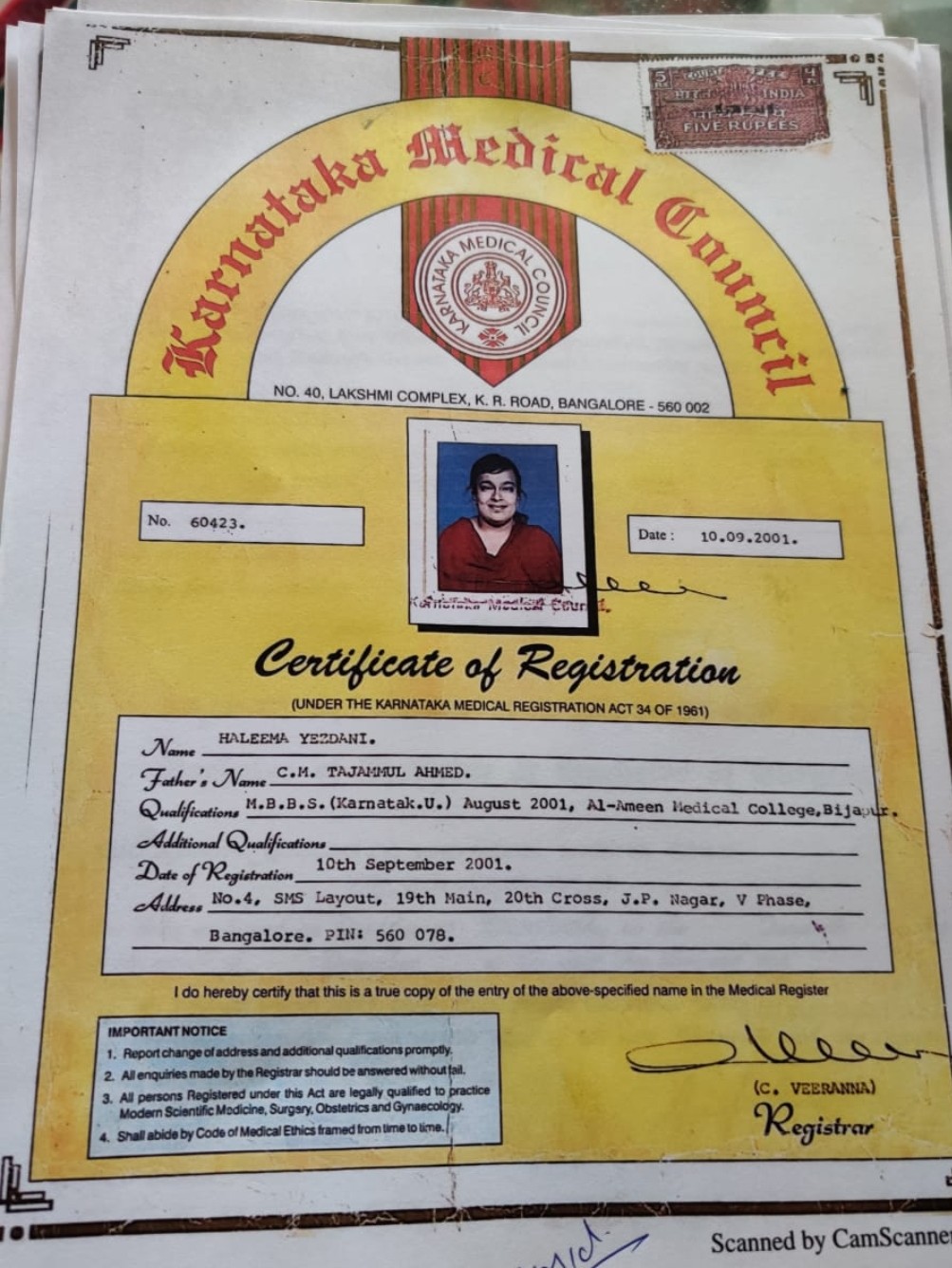 Doctor's certificate