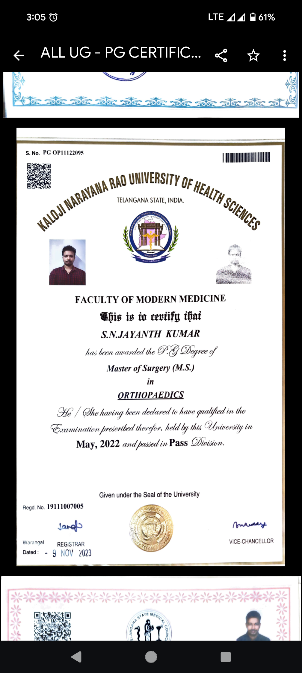 Doctor's certificate