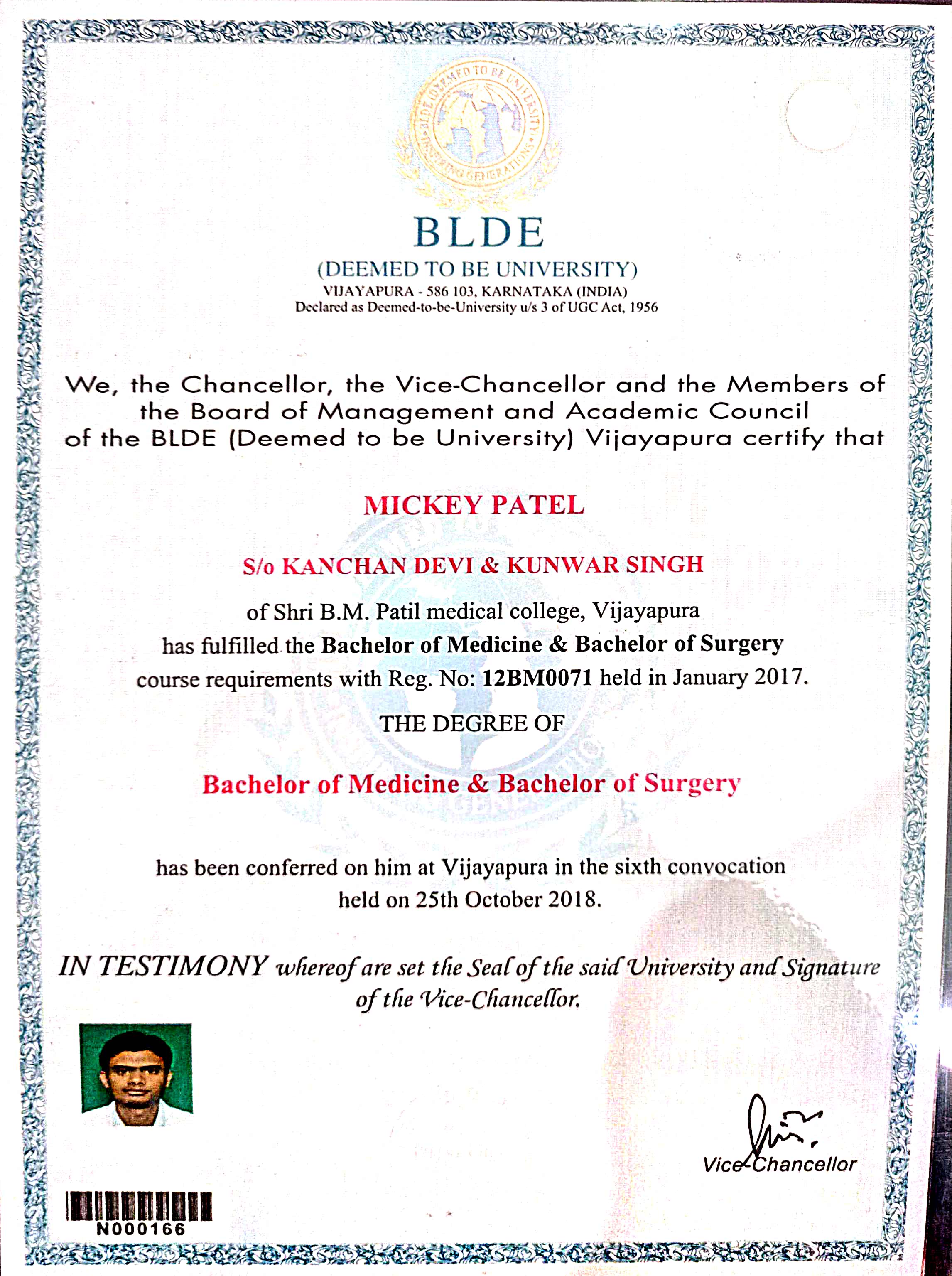 Doctor's certificate