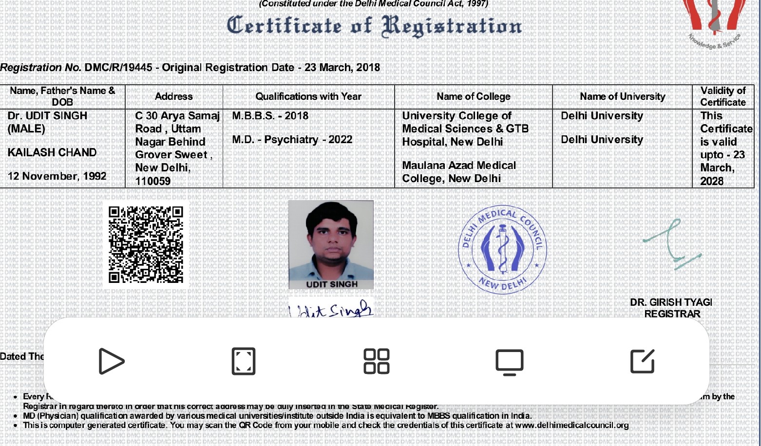 Doctor's certificate