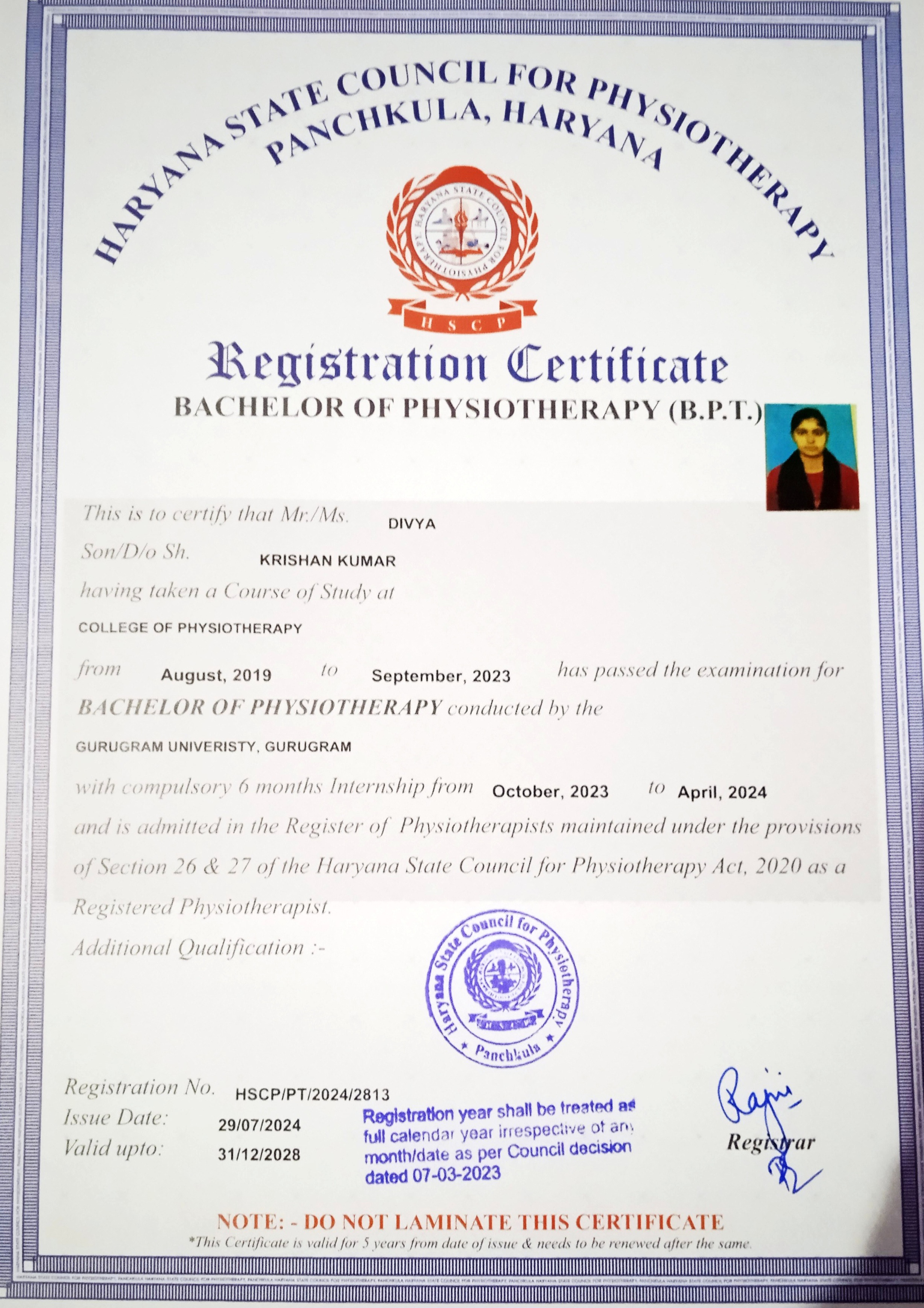 Doctor's certificate
