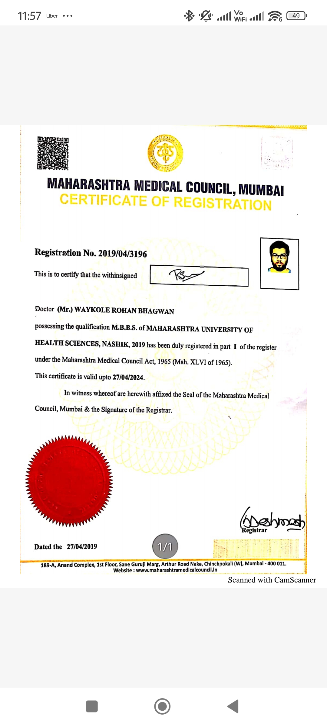 Doctor's certificate