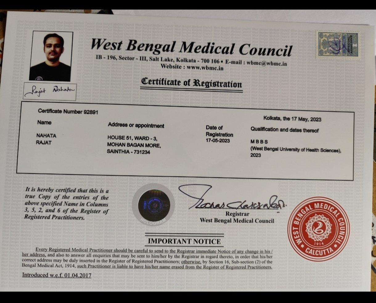 Doctor's certificate